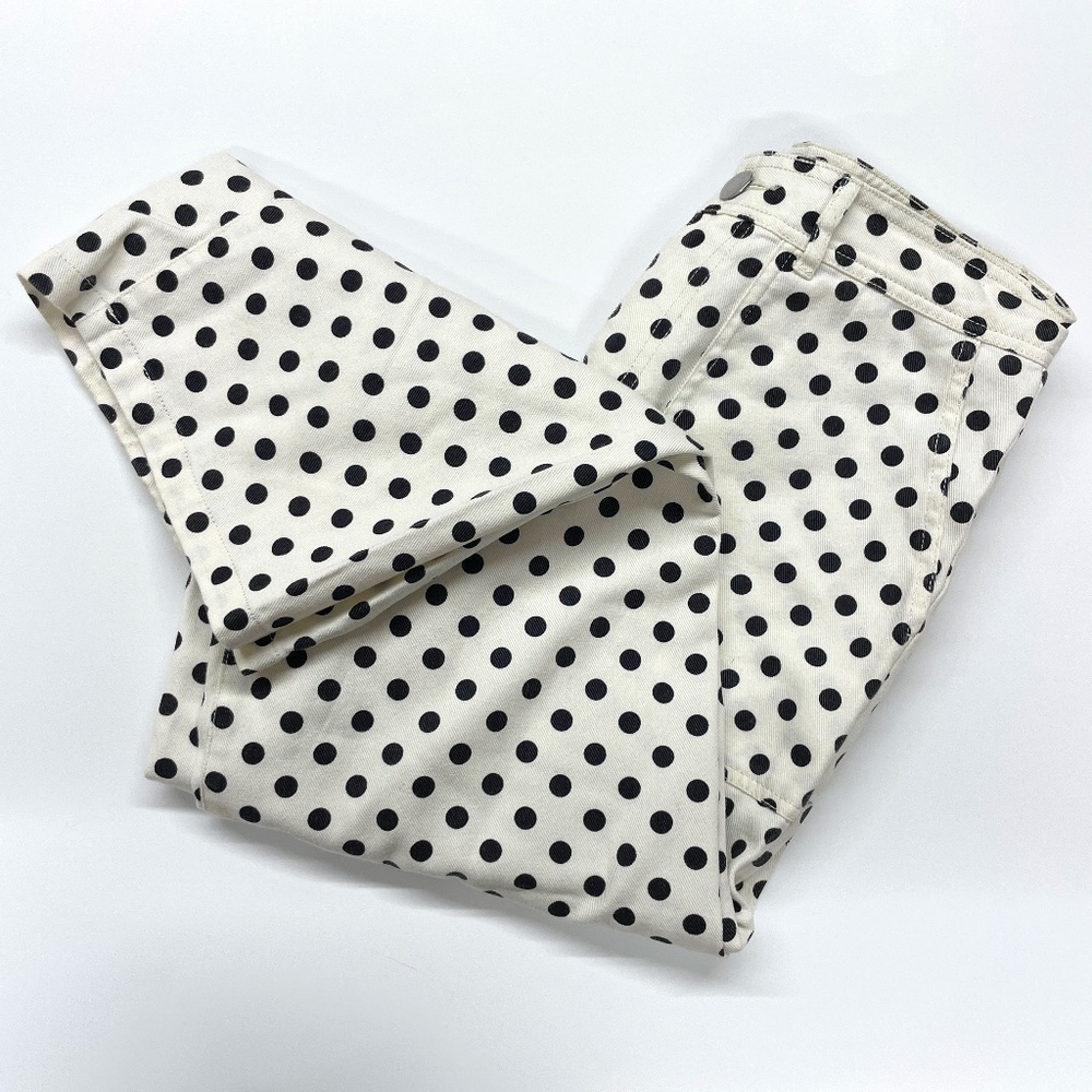 Who What Wear Cream Polka Dot Skinny Jeans